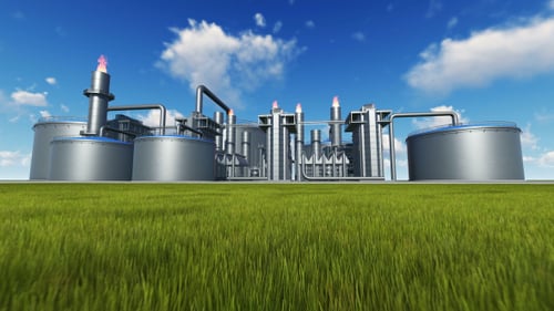 Gas Power Plant with Clouds