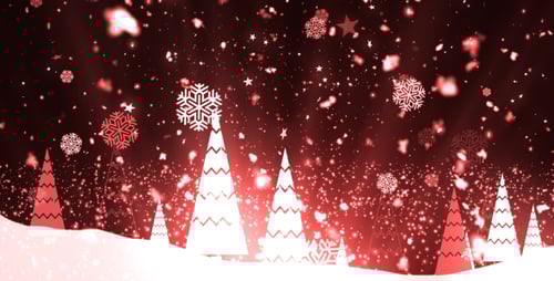 Glowing Winter Trees with Falling Snowflakes Christmas Background