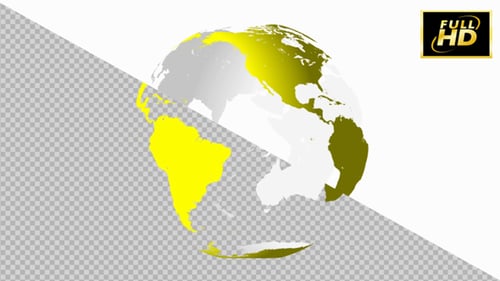 Modern Rotating Earth Globe Reveal with Yellow Continents