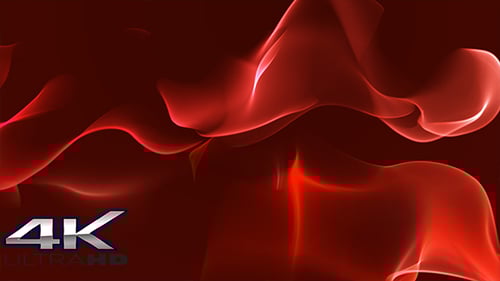 Abstract Red Glowing Fluid Waves Motion Background