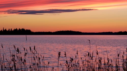 Serene Lake at Sunset with Colorful Sky