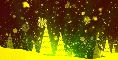 Festive Animated Christmas Trees with Falling Snowflakes Background