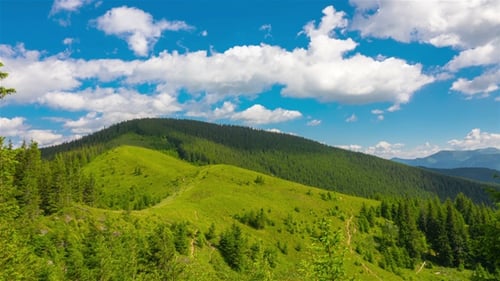 Mountain Landscape with a Fast Clouds and Shadows