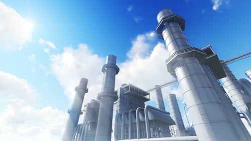 3D Power Station in Industrial Area
