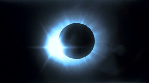 Total Solar Eclipse the Moon Closes the Sun in Blue