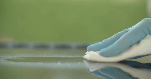 Cleaning with Rubber Gloves