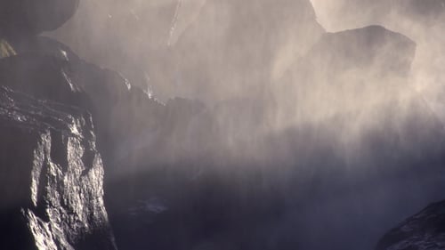 Waterfall River in Mountains.