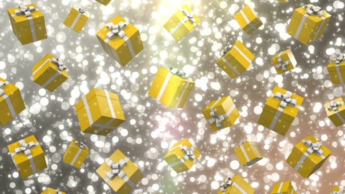 Floating Gift Boxes Loop with Sparkling Bokeh Background