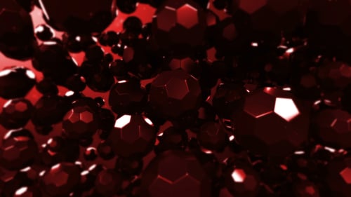 Dynamic Red Geometric Polygonal Spheres Looping Background
