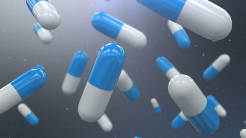 3D Medical Pills Floating Rotating Seamless Loop