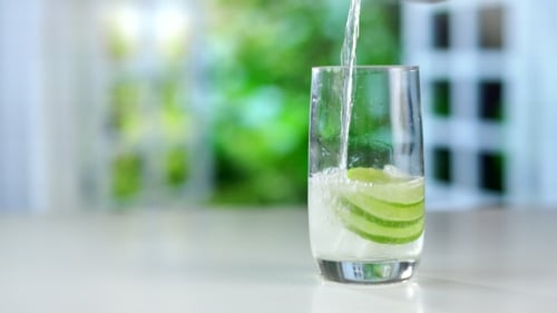 Refreshing Drink with Lime and Sparkling Water