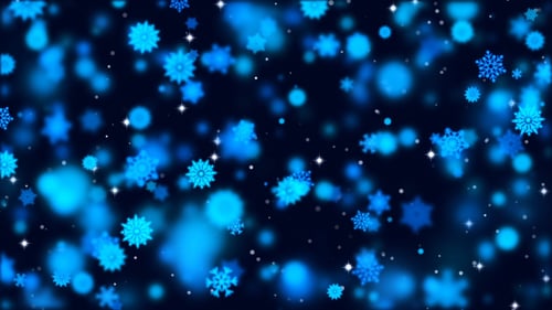 Animated Blue Snowflakes and Sparkling Stars Winter Background