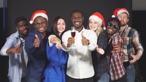 Festive Friends Toast Holiday Season with Cheer