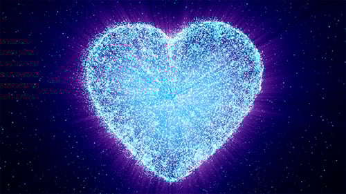 Abstract Particle Heart Animation with Glowing Blue Light