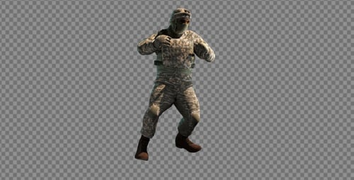 3D Animated Military Soldier Boxing Stance with Alpha Channel