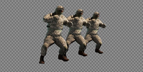 Animated Soldiers in Camouflage Training Loop