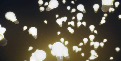 Glowing Lightbulbs Floating Upward Animation