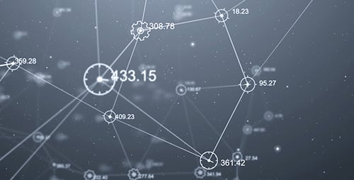 Animated Abstract Digital Network with Connecting Lines and Data