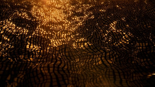 Abstract Golden Grid Wavy Surface Background Loop
