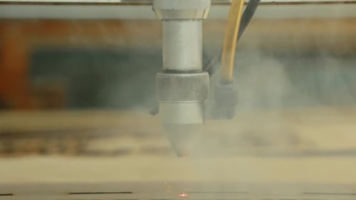 Laser Cutting Machine Precisely Cuts a Flat Surface
