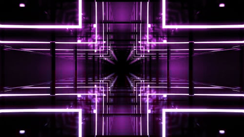 Seamless Loop of Futuristic Neon Geometric Tunnel Lights
