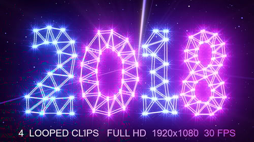 Glowing Geometric 2018 New Year's Eve Animation