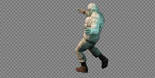 Animated 3D Soldier Performing Combat Kicks and Punches
