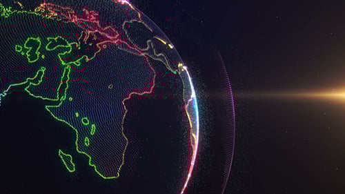 Futuristic Digital Earth Globe Rotation with Global Network Lines