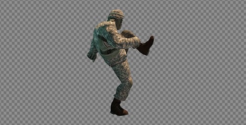 3D Soldier Military Kick Animation Loop