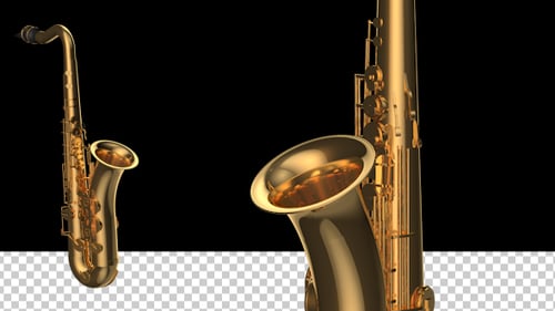 Golden Saxophone Rotating 360 Degrees