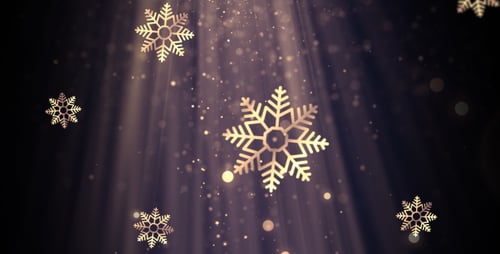Festive Golden Snowflakes and Particles Falling Loop