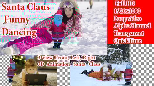 Animated 3D Santa Character Waving and Walking Loop