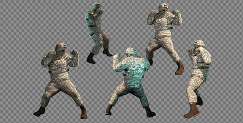 Animated Soldiers Performing Combat Training in Camouflage