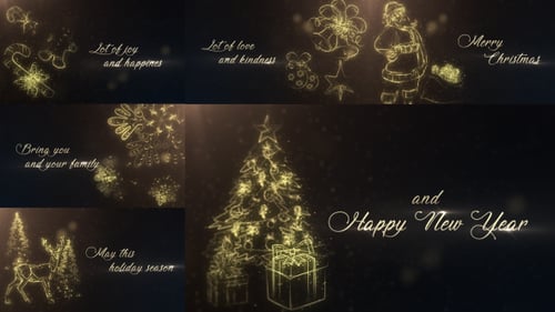 Elegant Golden Particle Christmas and New Year Greeting Card