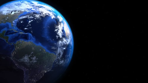 Realistic 3D Earth Globe Spinning in Space