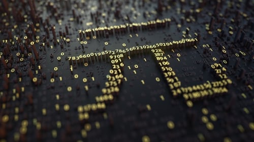 Futuristic Digital Data Grid with Abstract Financial Symbols