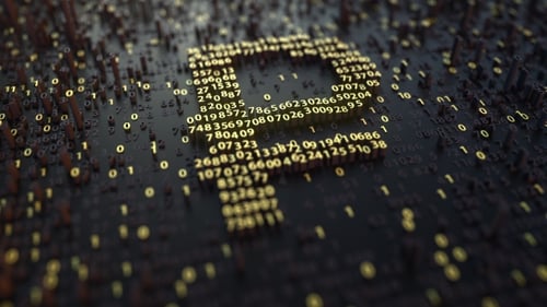 Russian Rouble RUR Symbol Made of Golden Numbers