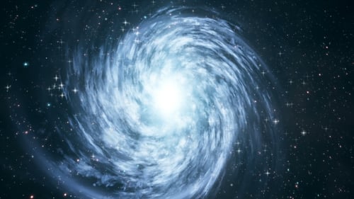 Swirling Galaxy with Bright Core and Stars Animation
