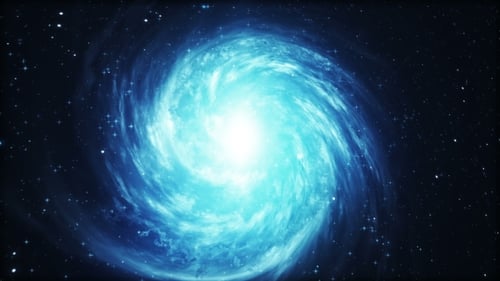Rotierende Spiralgalaxie mit Sternen im Weltraum