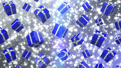 Animated Background with Falling Blue Gift Boxes
