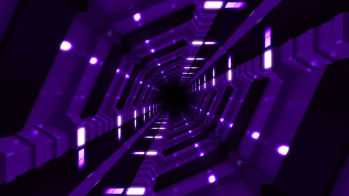 Flying Through Futuristic Geometric Purple Tunnel Loop Background