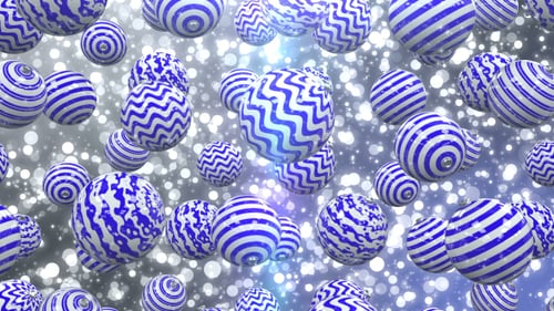 Floating Blue And White Geometric Spheres Motion Background