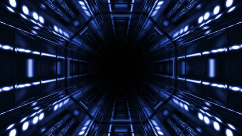 Blue Spaceship Hallway