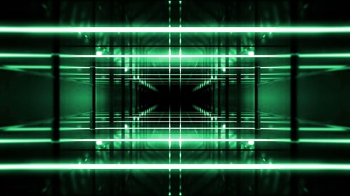 Abstract Green Neon Tunnel Loop Background