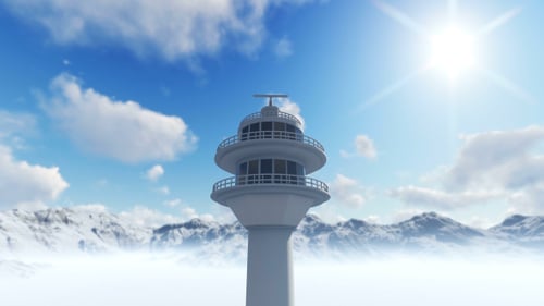 Radar Tower and Sun