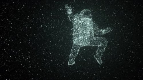 Abstract Particle Astronaut Dancing in Space Background