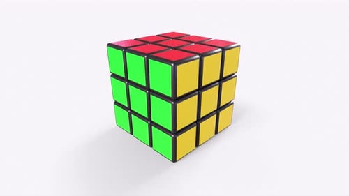 rubiks cube puzzle 3d object rotating loop