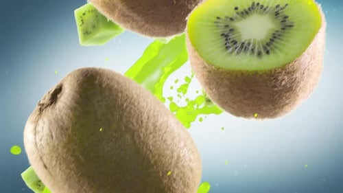 Floating Kiwi Fruit with Green Juice