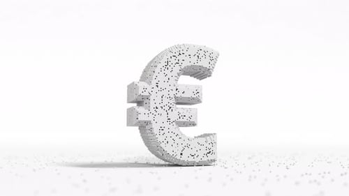 Damaged Euro Sign Made of White Blocks