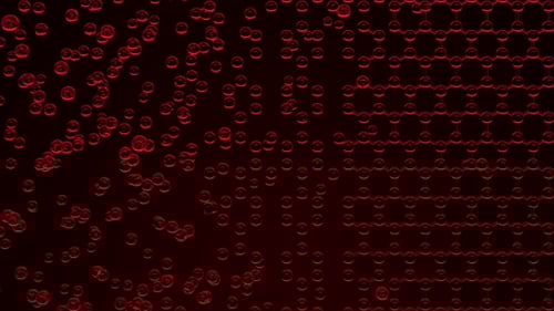 Animated Abstract Red Spheres and Hexagonal Grid Background